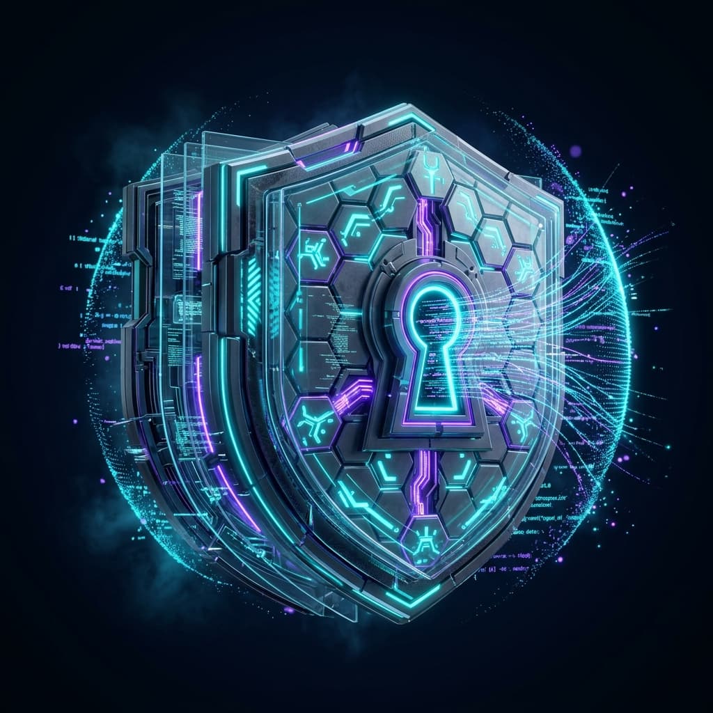 Illustration 3D — Cybersécurité PME - protection 360° gérée en continu