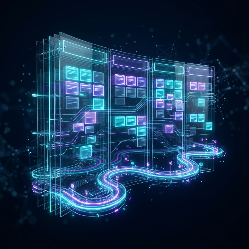 Illustration 3D — Gestion de projet de transformation - on livre. Dans les temps. Dans le budget.