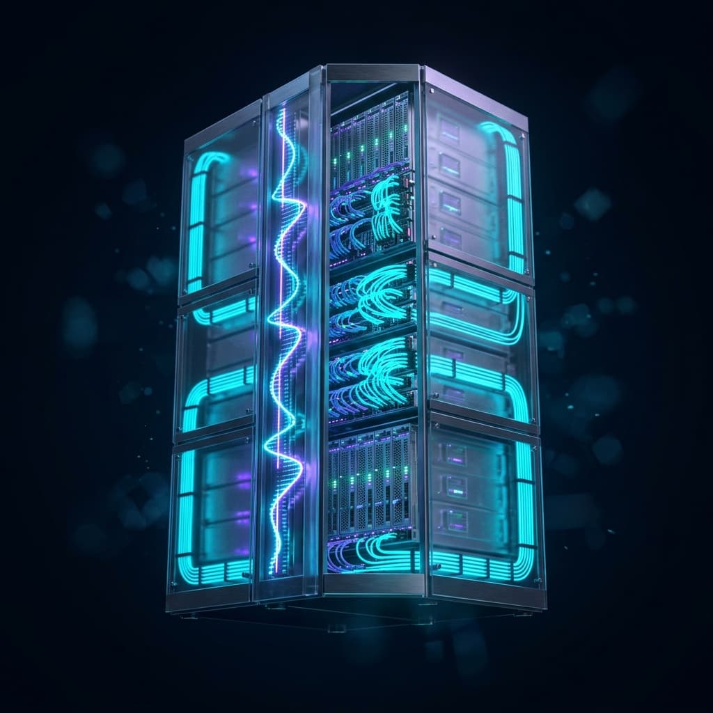 Illustration 3D — Hébergement web & Performance - rapide, sécurisé et supervisé par votre équipe TI