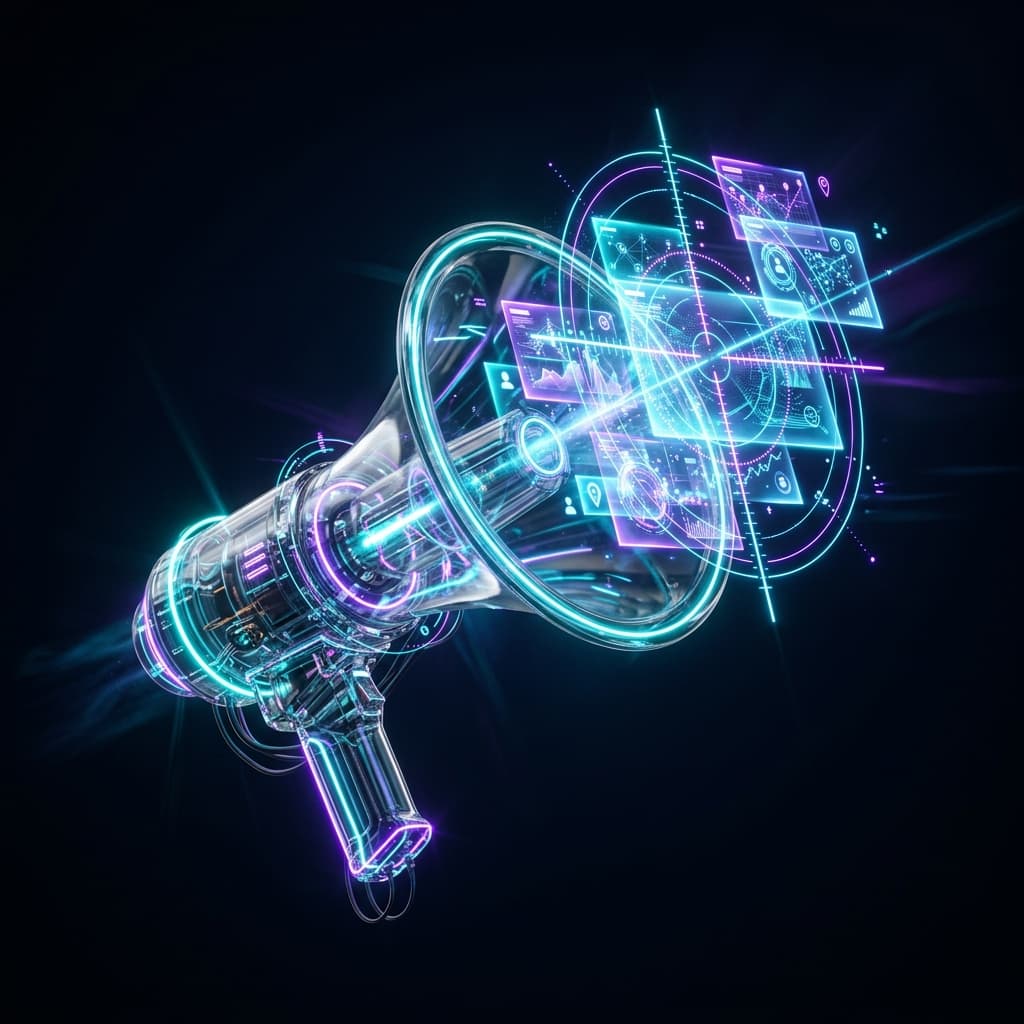 Illustration 3D — Publicité numérique - chaque dollar investi est tracé, mesuré et optimisé